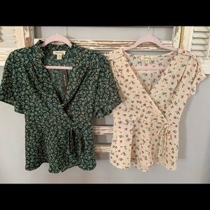 Ladies Set of 2  V-neck peplum blouse size small NWT